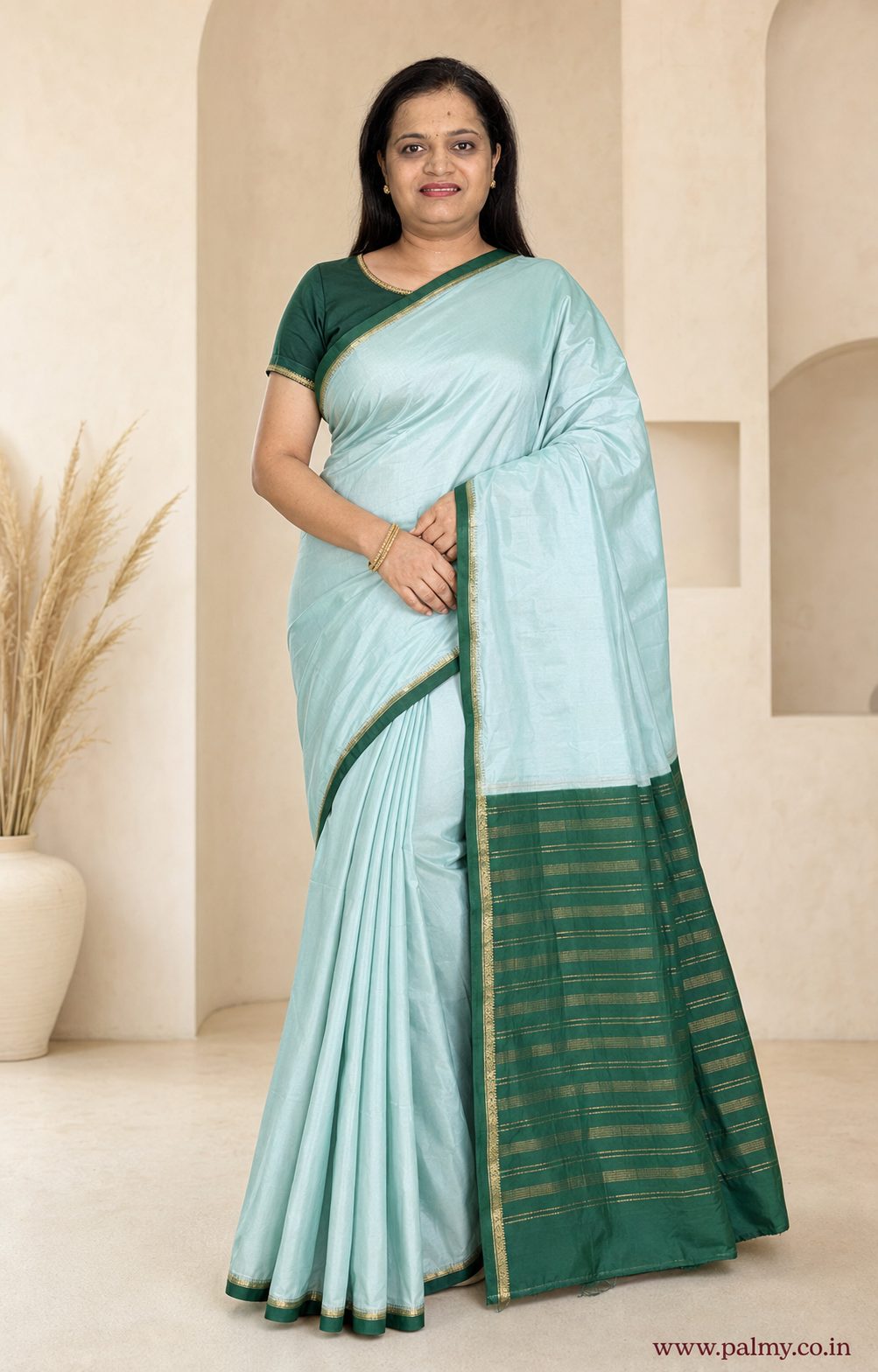 Mint Blue Festive Wear Functional Saree