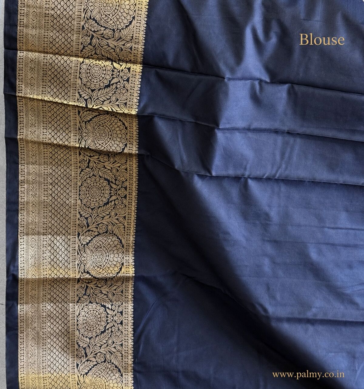 Navy Blue Plain Blouse with Border