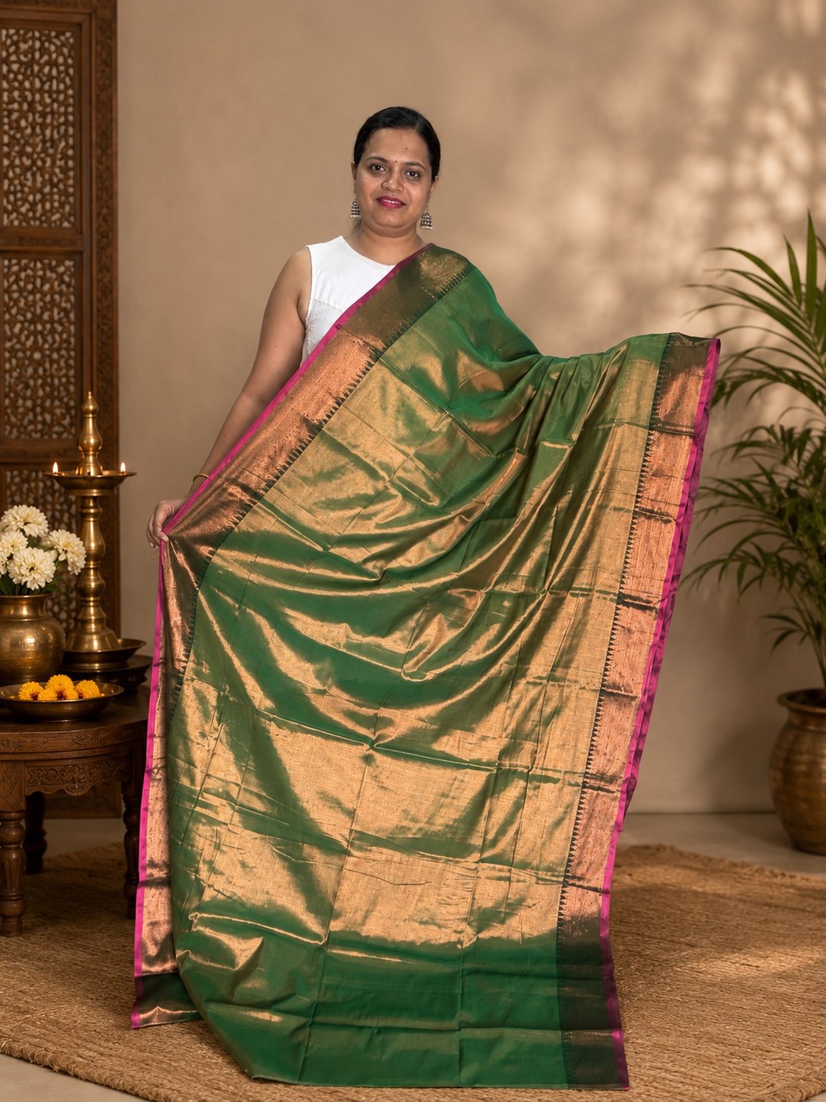Olive Green Festive Saree