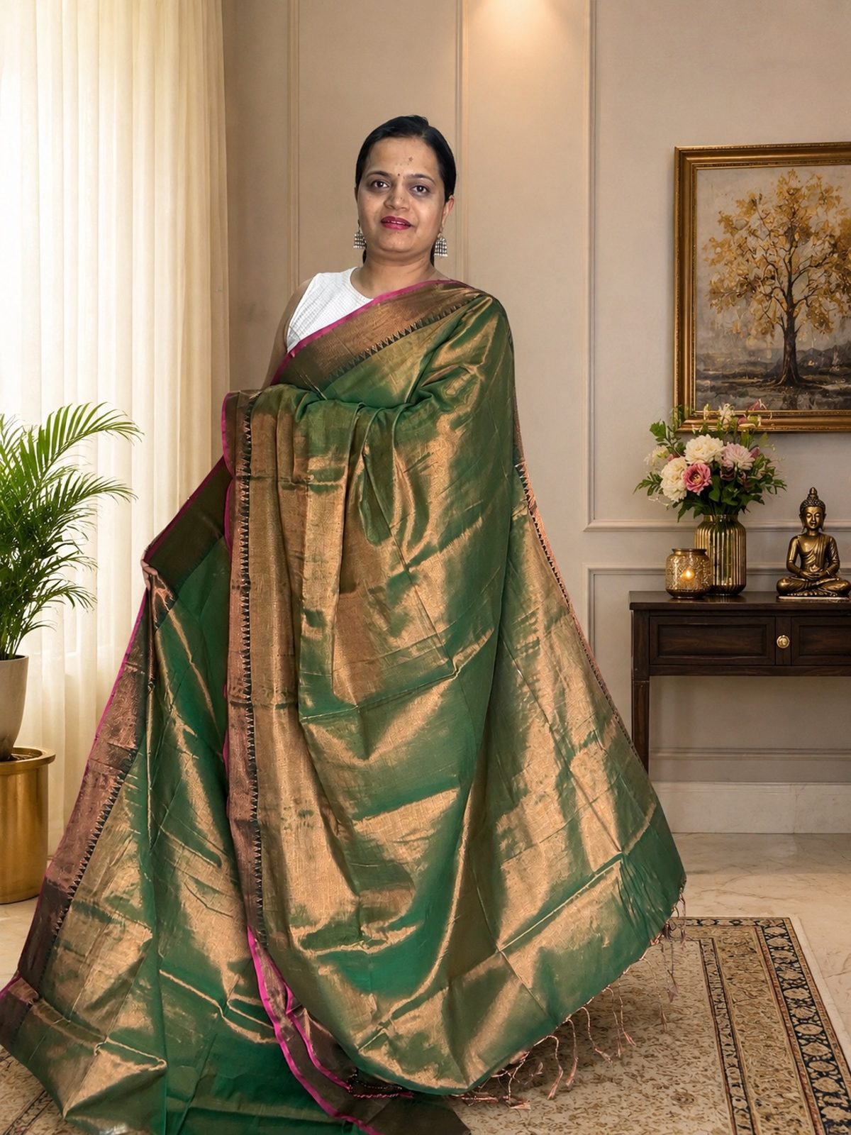 Olive Green Wedding Saree