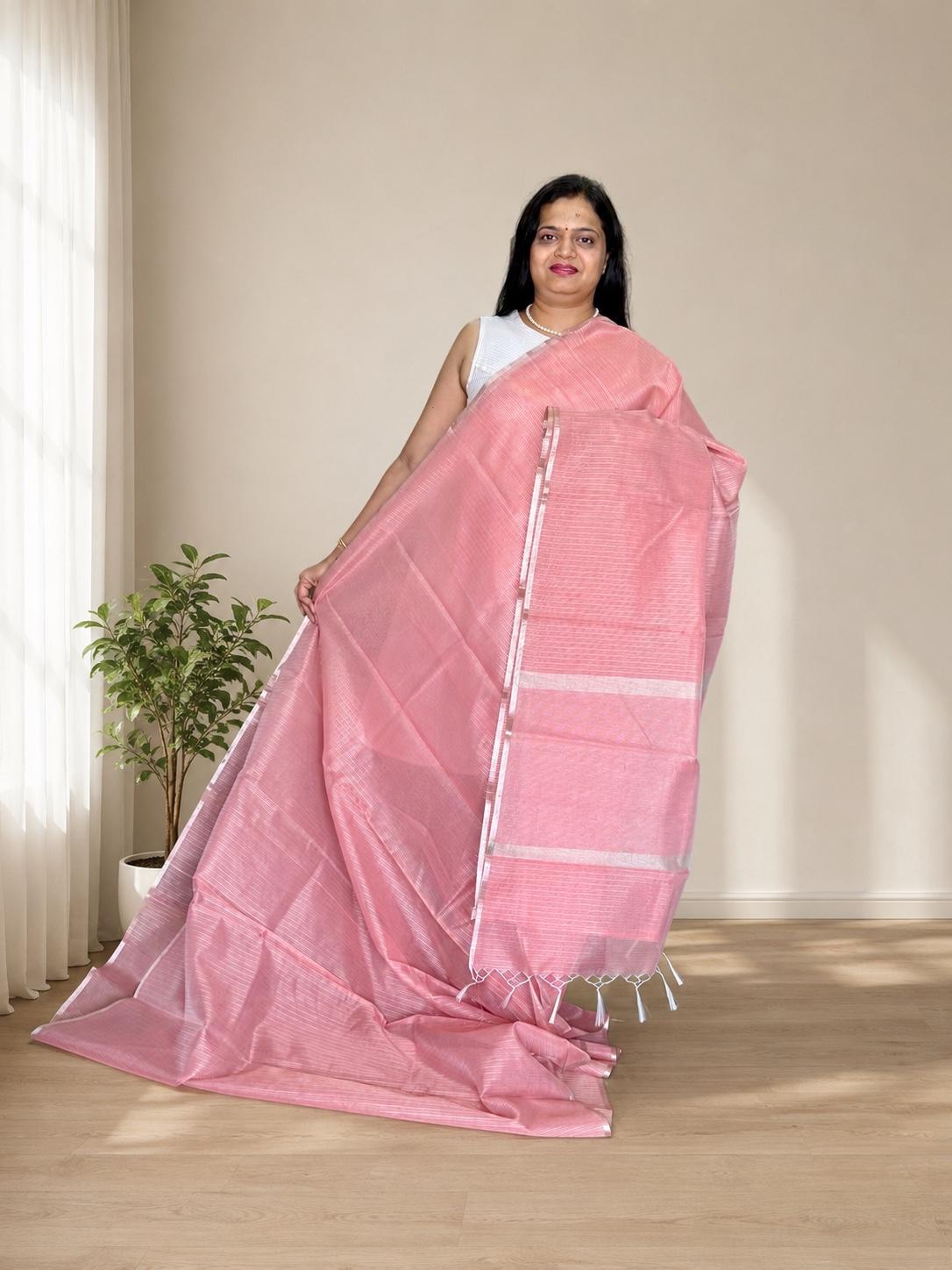 Pastel Banarasi Tissue Silk Saree
