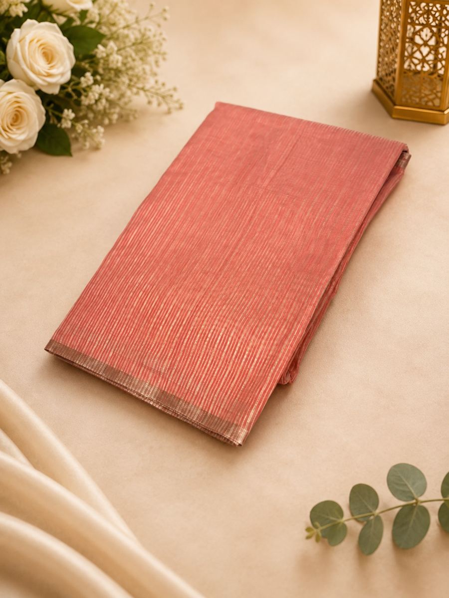 Pastel Pink Banarasi Tissue Silk Saree