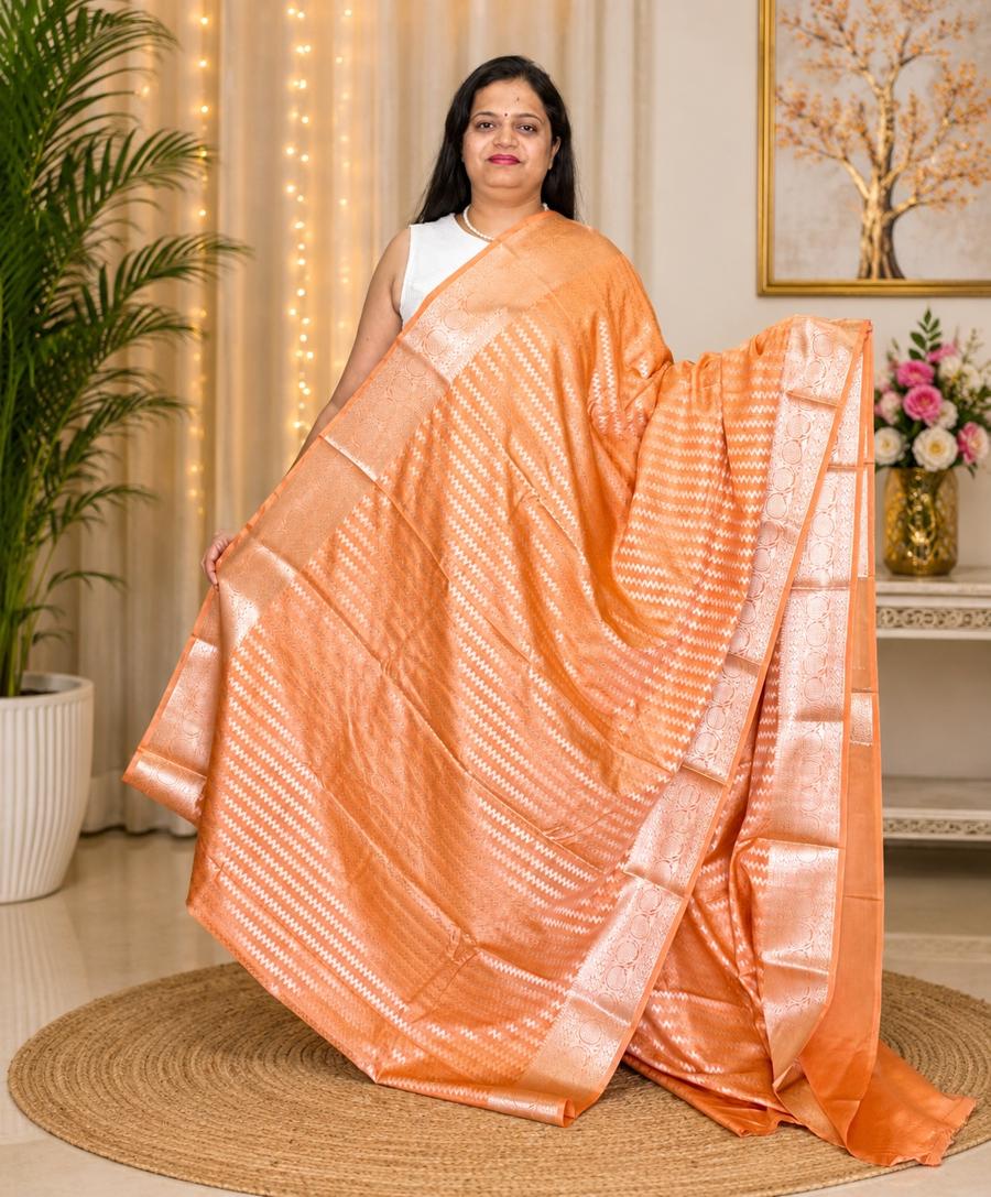 Peach Banarasi Saree