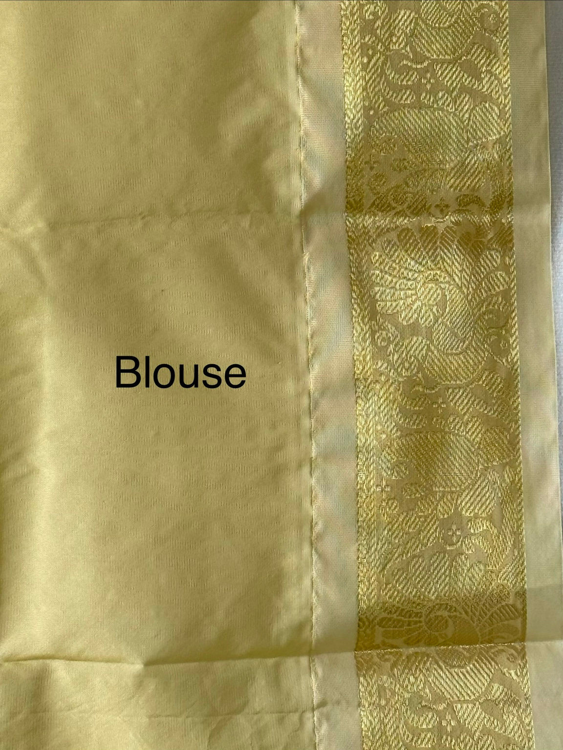 Plain Ivory Gold/Cream Gold blouse piece with woven border