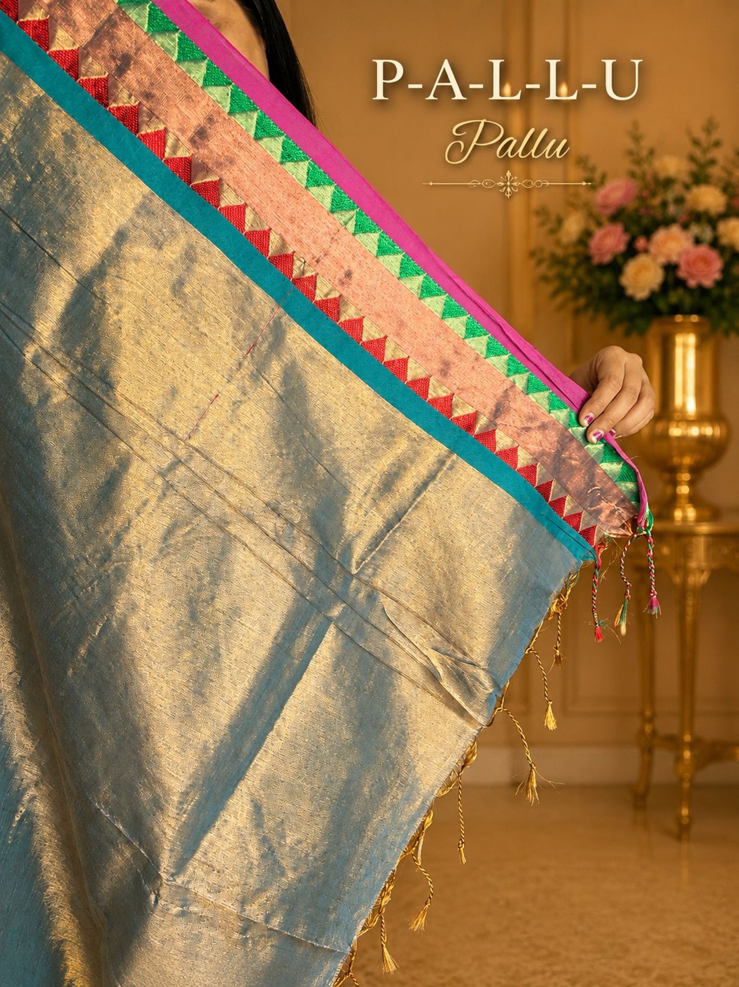 Platinum Grey Gold Grey Saree