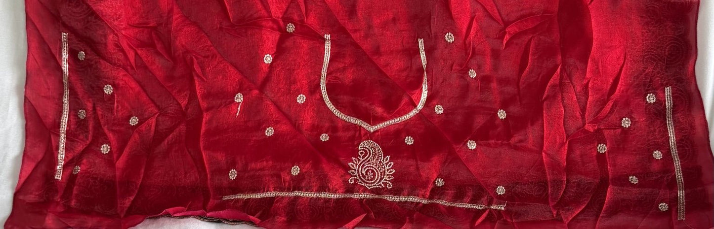 Red Designer Blouse Piece