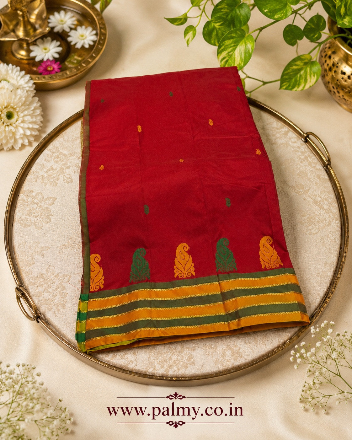Red South Indian Pooja Saree