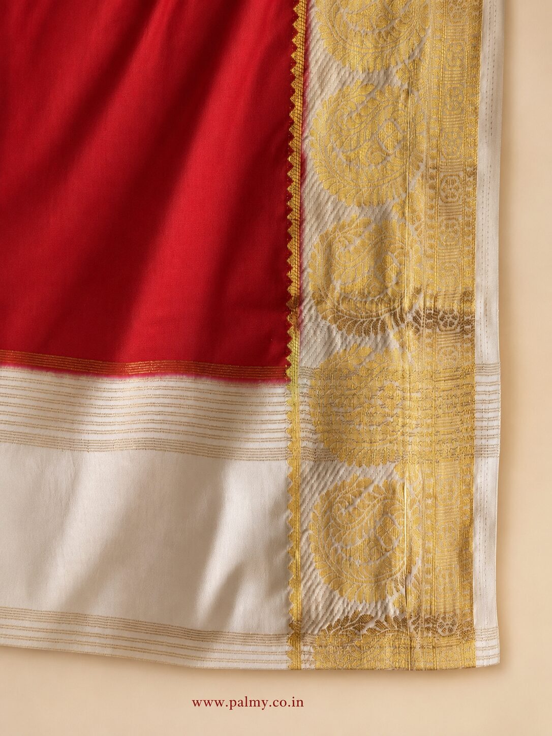 Red n White Pooja Saree 
