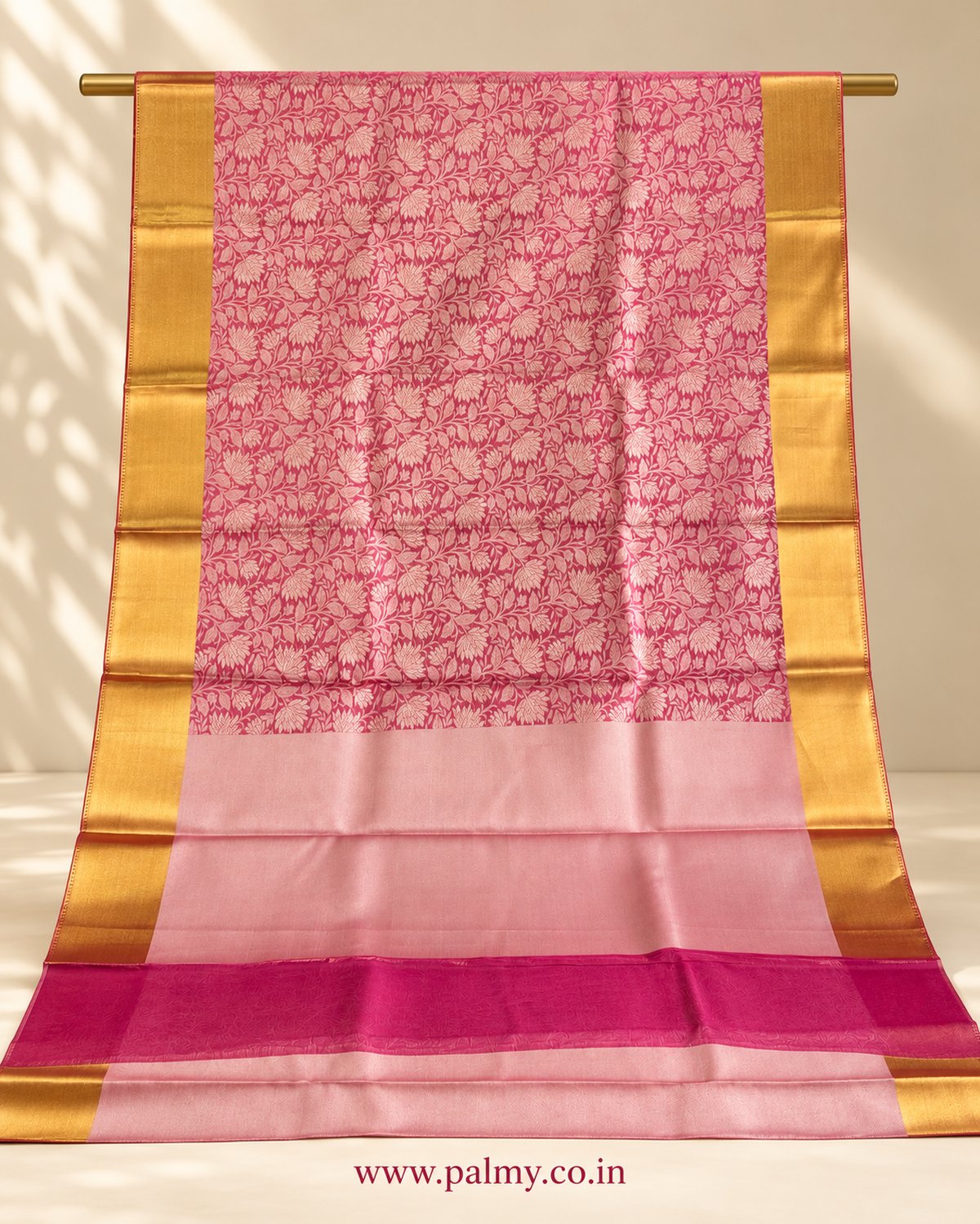 Rose Pink Katan Silk Function Wear Festive wear Pooja saree