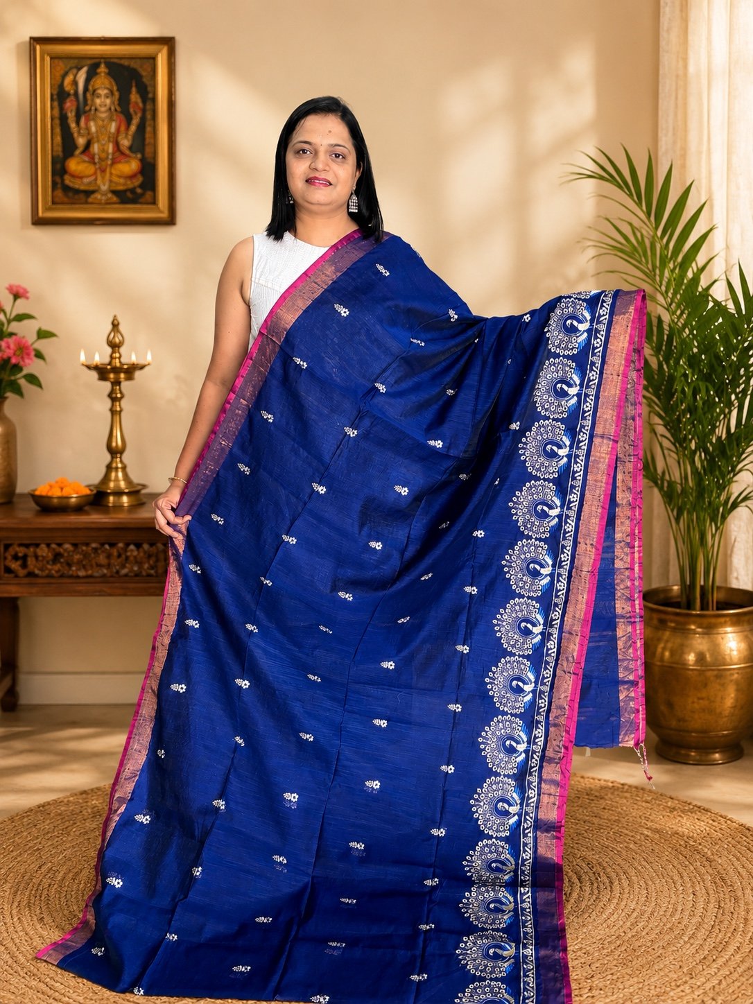 Royal Blue Cotton Saree