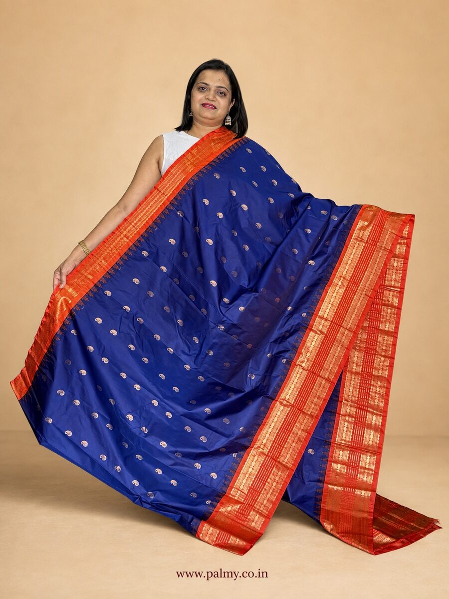 Royal Blue South Indian Traditional Wedding Saree