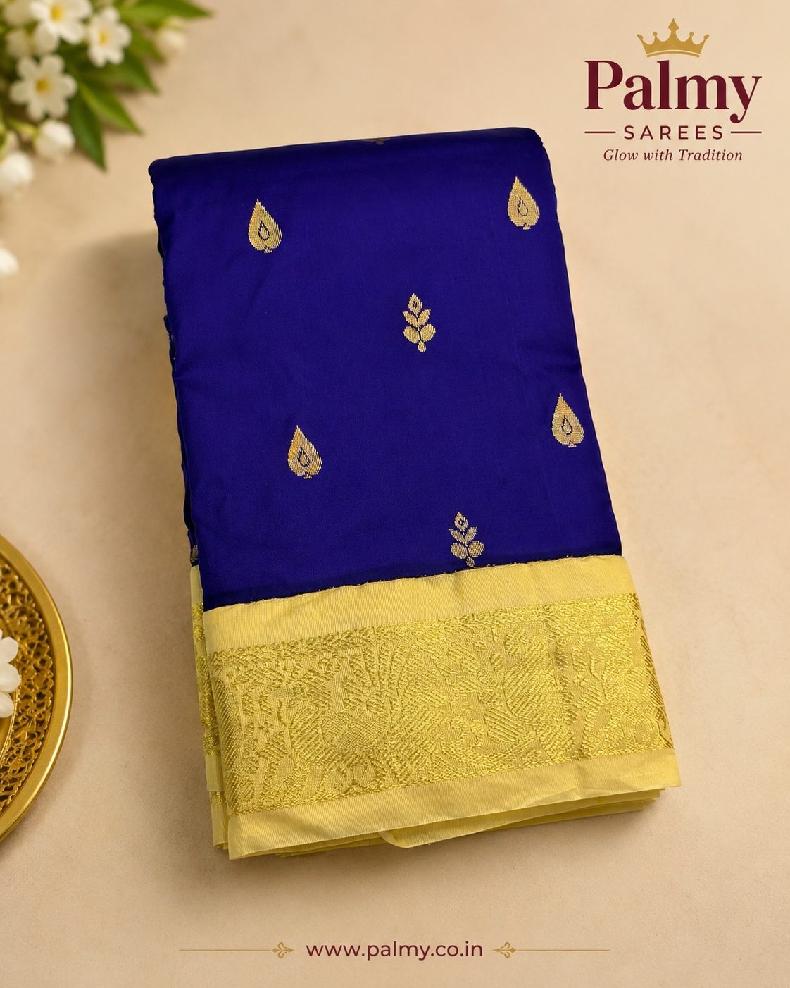 Royal Blue wedding function silk saree