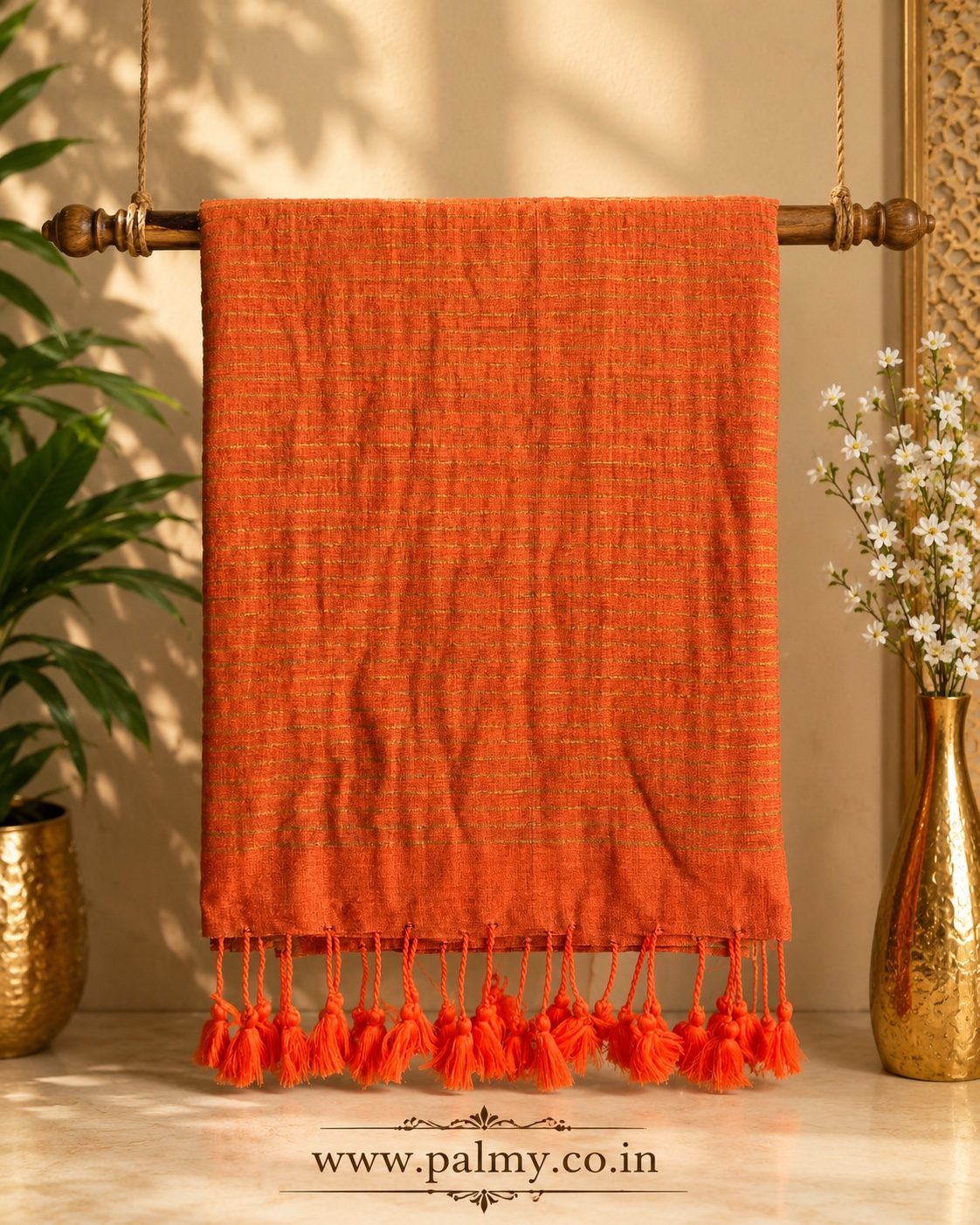 Rust Orange Daily Office Wear Cotton Saree