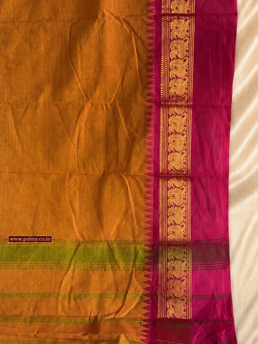 Rust Orange Office-wear Pooja Wear Cotton Saree