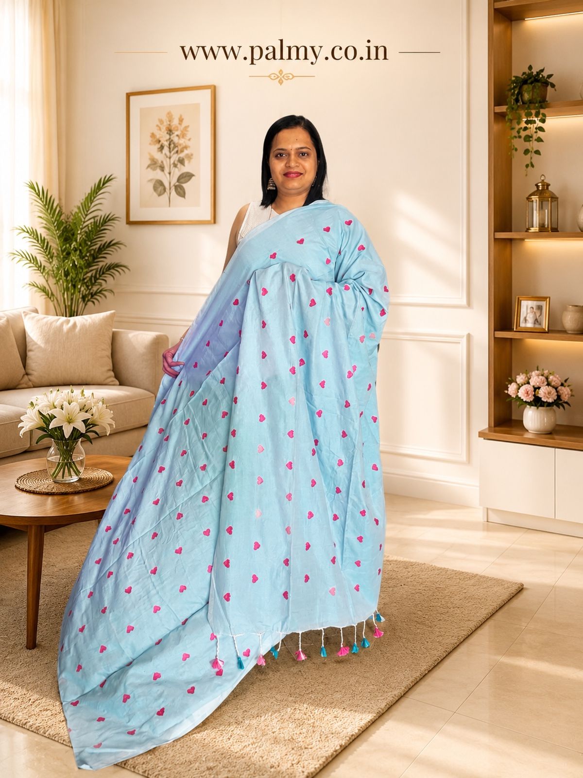 Sky Blue Office Wear Cotton Sarees
