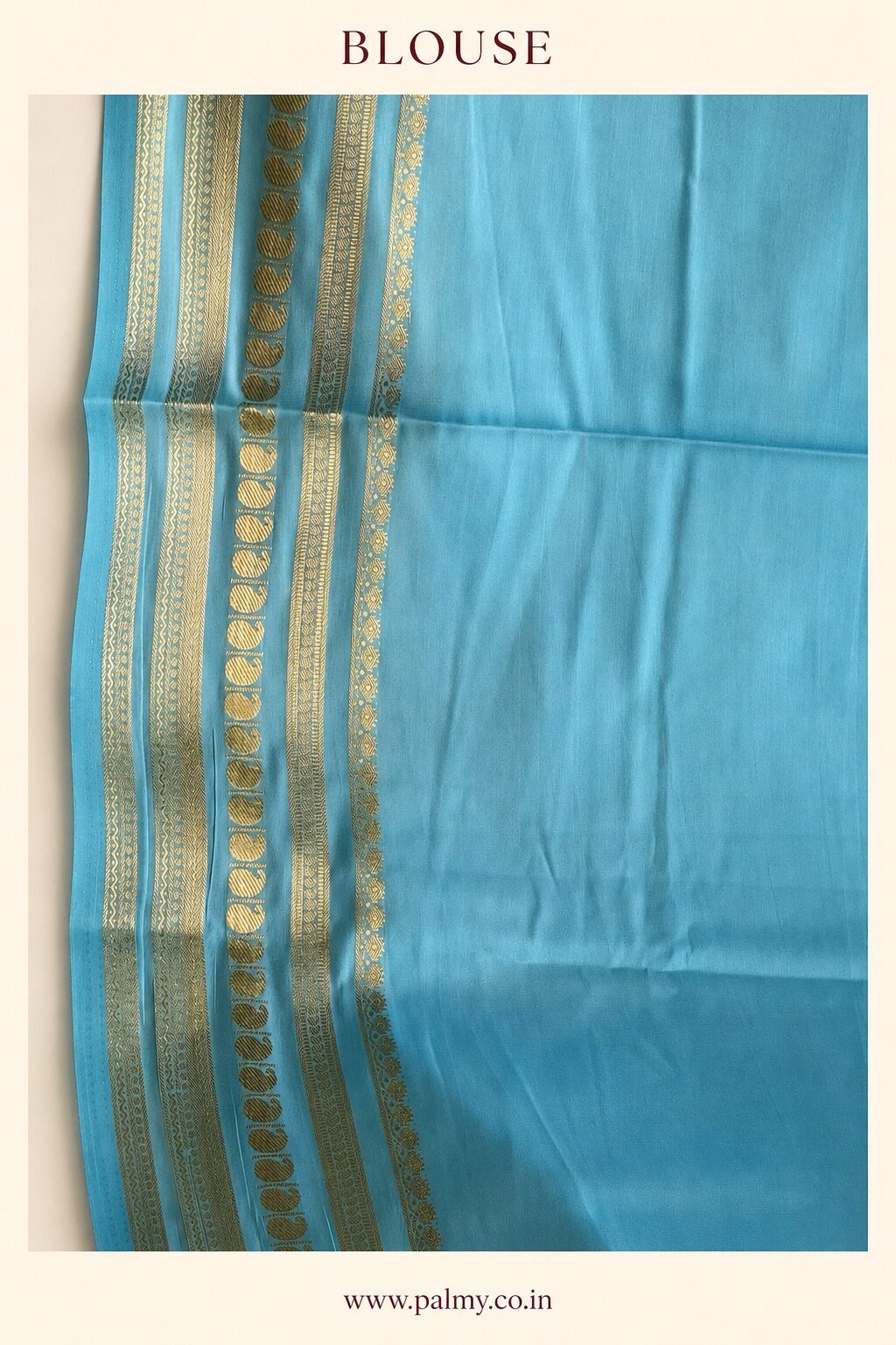 Sky Blue Plain Blouse Piece with Border