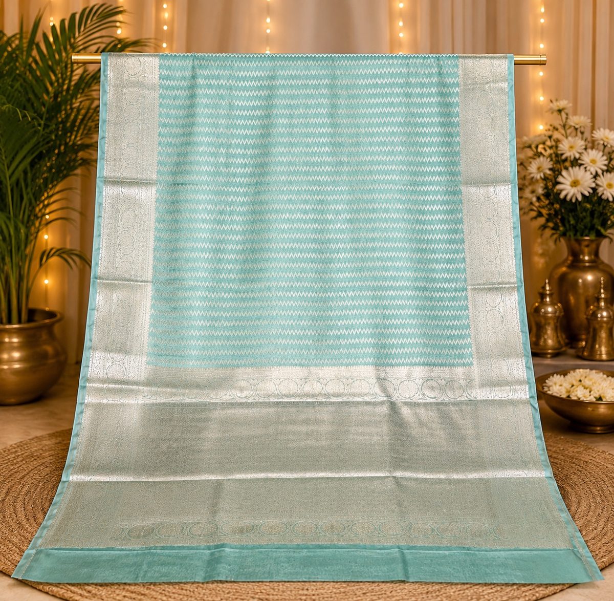  Warm Mint Green Ethnic Wear Saree 
