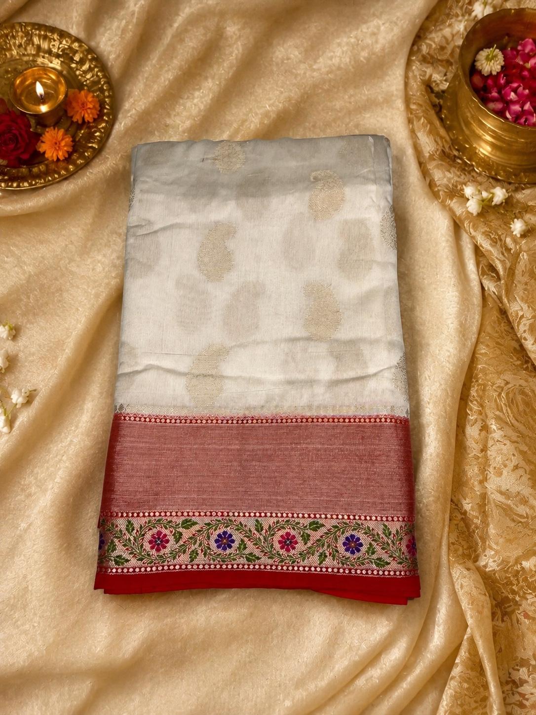 White Banarasi Saree
