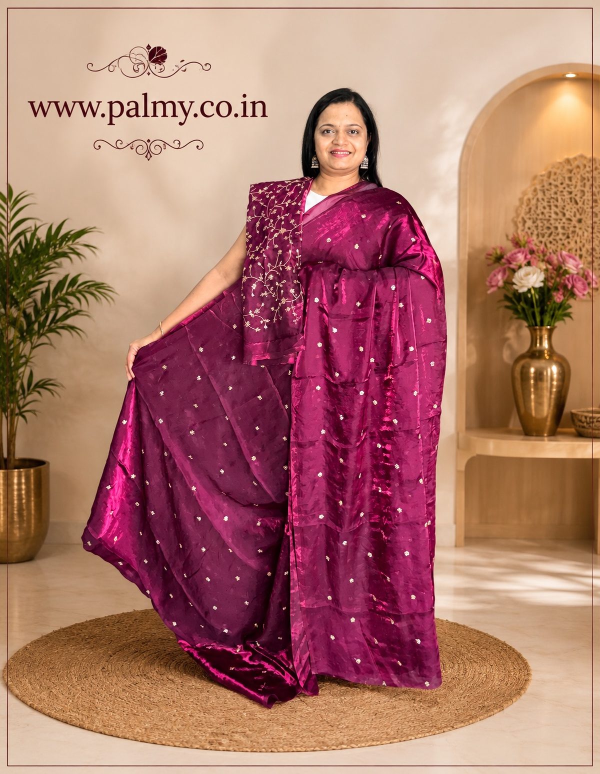 Wine Affordable Designer Saree