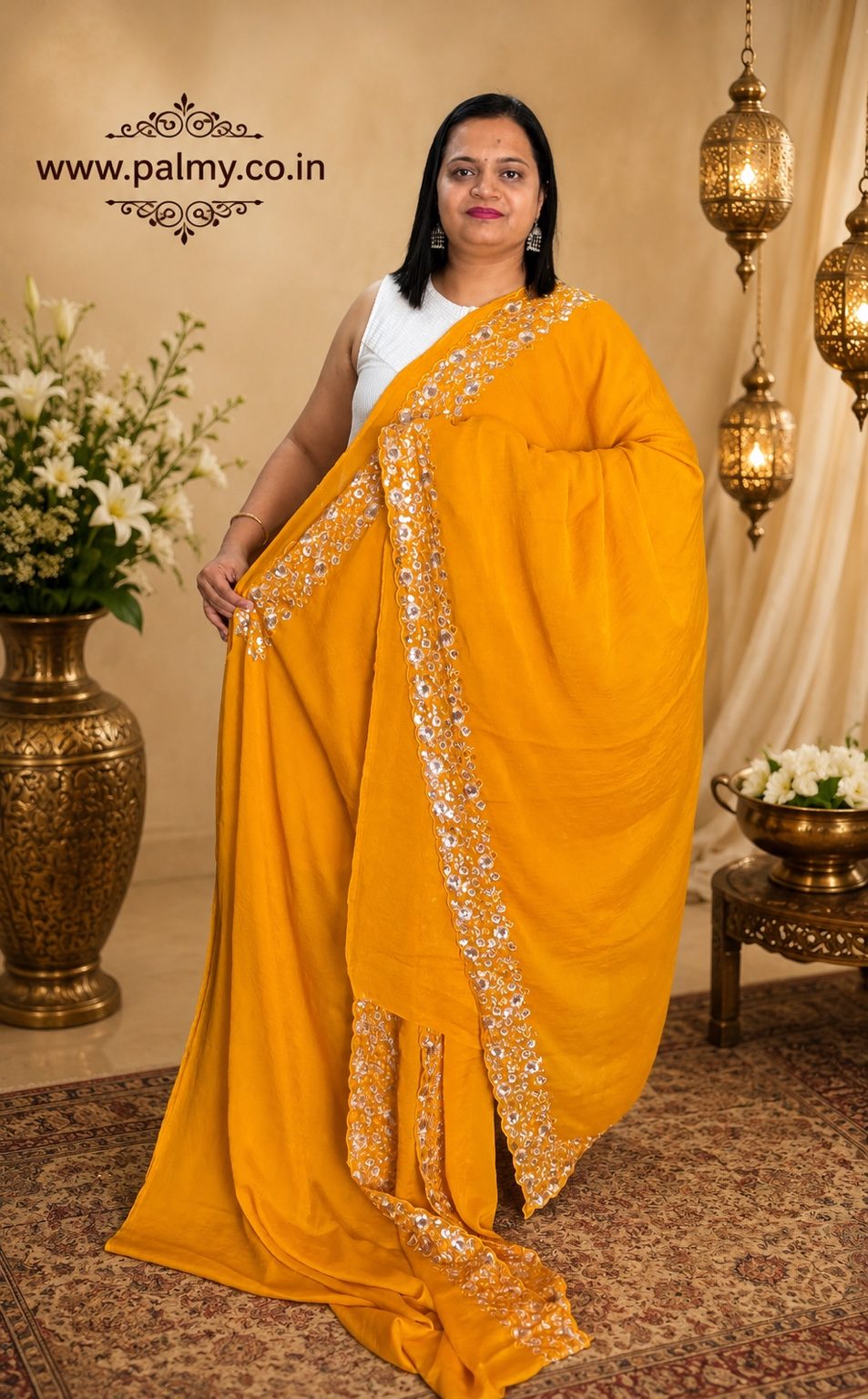Yellow Plain Wedding Saree