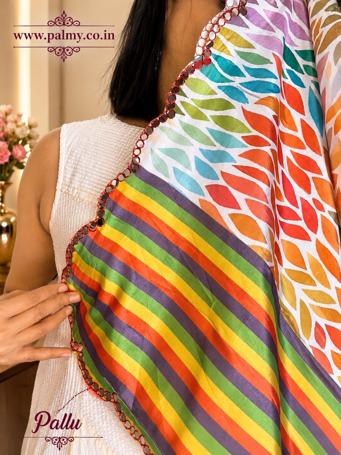 chinon designer saree