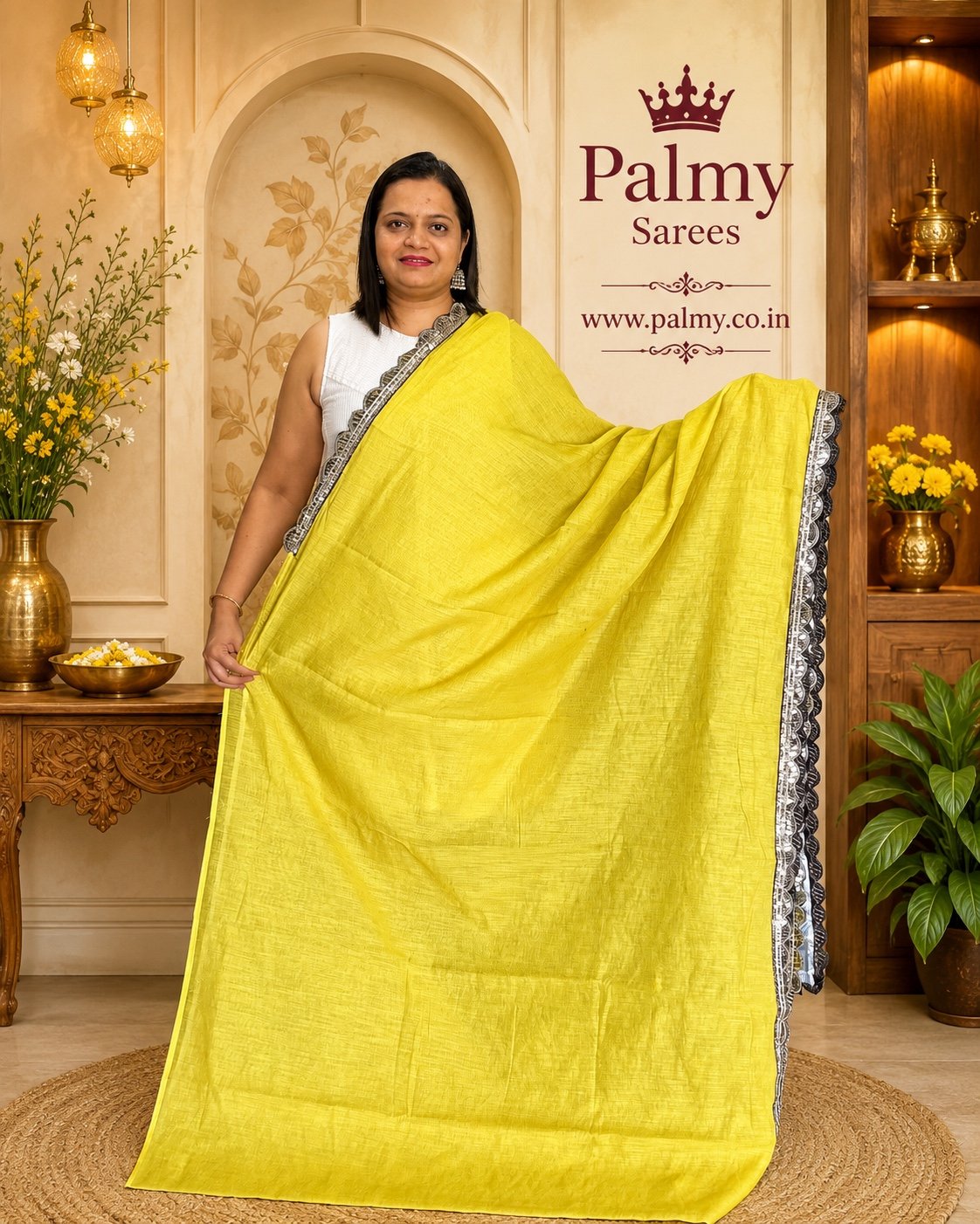designer festive linen saree for women