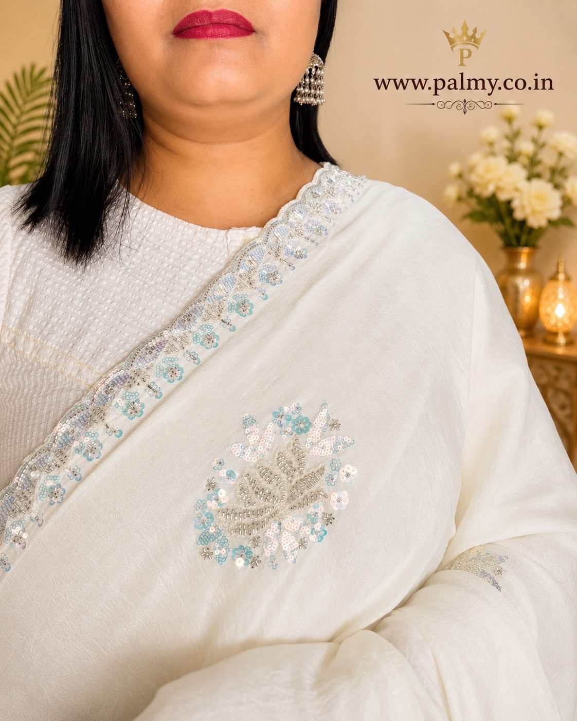 designer white saree