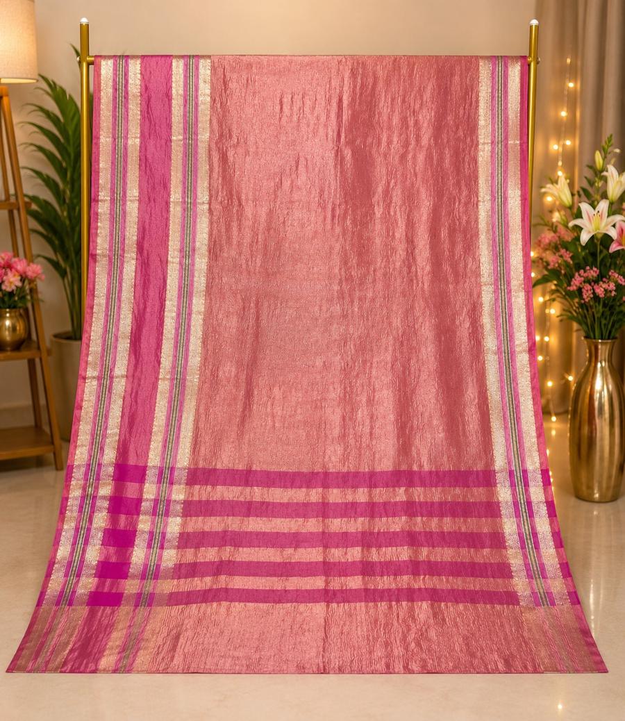 dusty-rose-pink-rani-pink-zari-border-saree