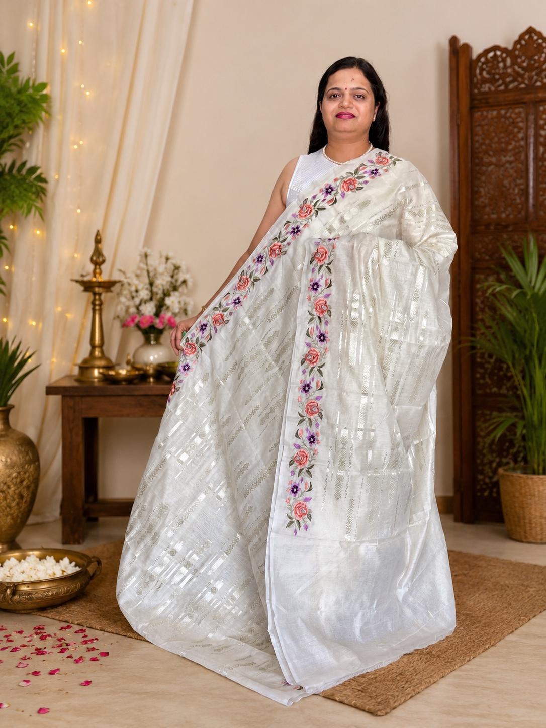 elegant-ivory-white-partywear-saree