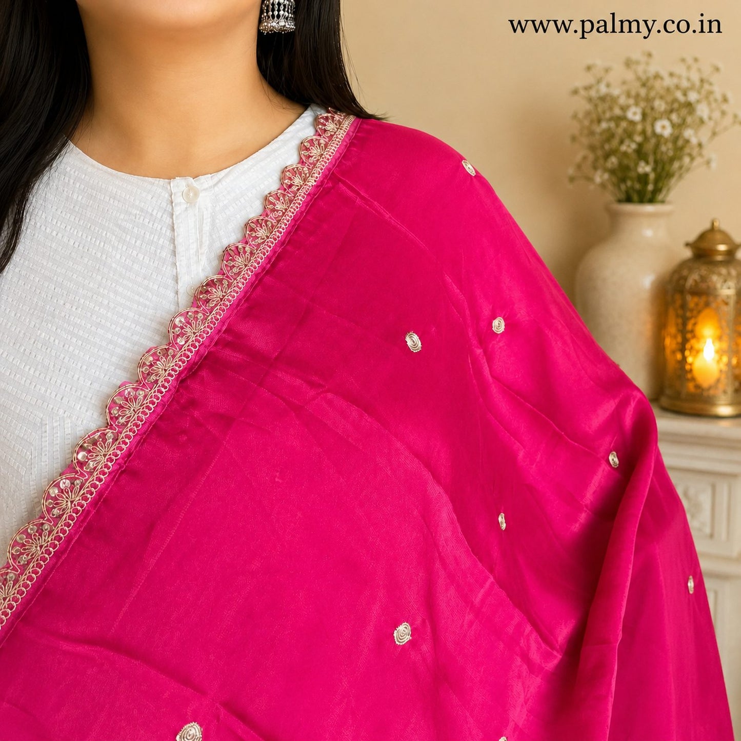 fuchsia pink saree