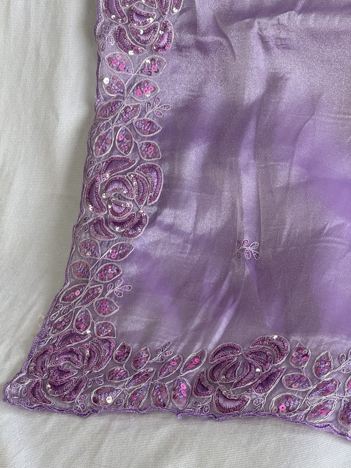 lilac party wear saree