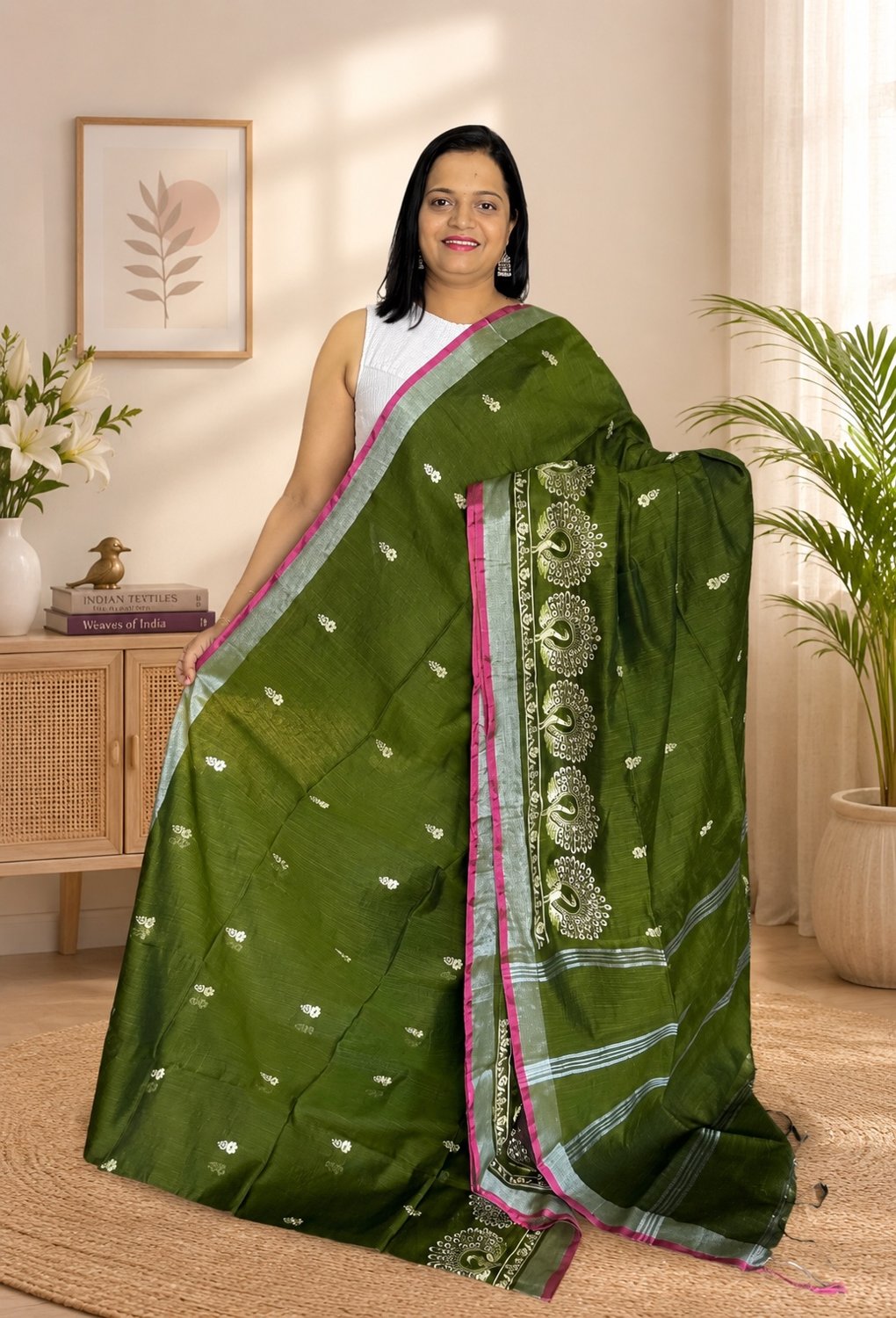 mehendi green saree