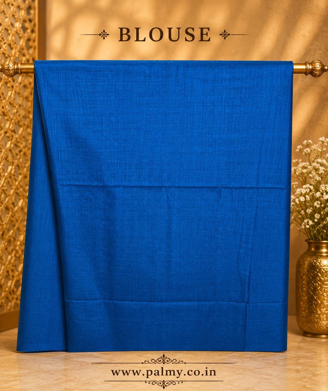 Classic Blue Pure Cotton 80 Count Zari Stripe Saree with Tassels & Plain Blouse
