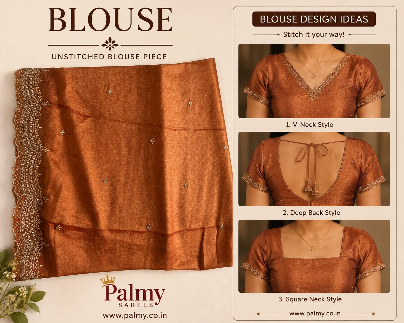 rust copper moss chiffon saree designer blouse piece 