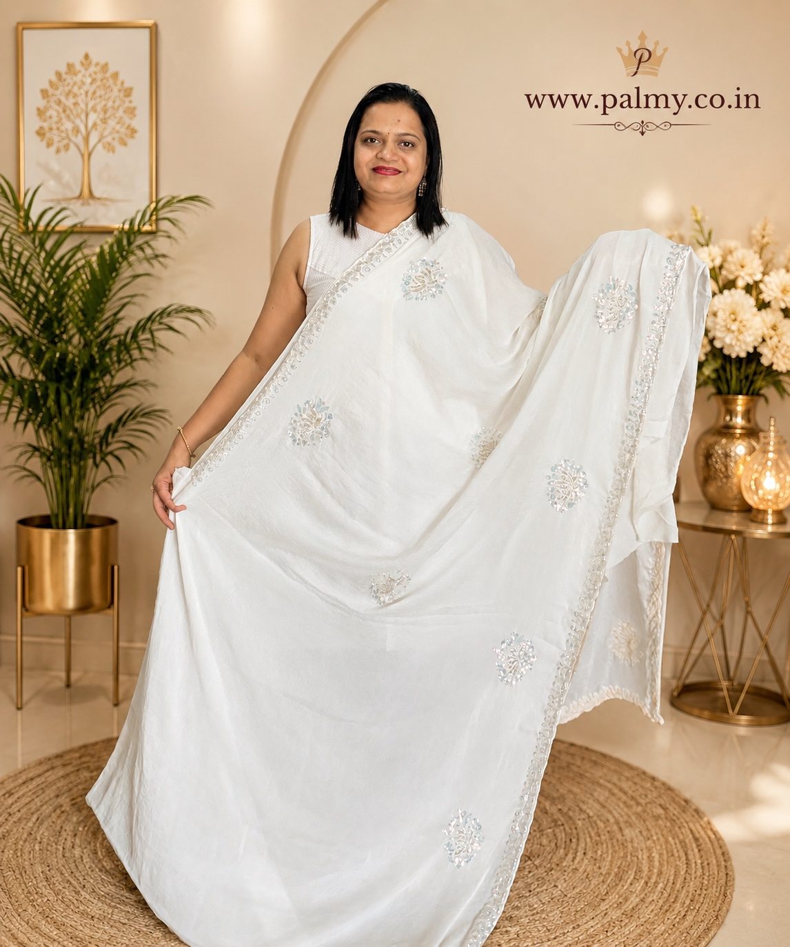 white festive saree